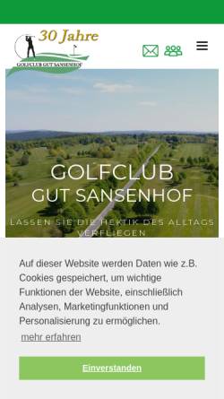 Vorschau der mobilen Webseite www.golf-sansenhof.de, Golfclub Gut Sansenhof