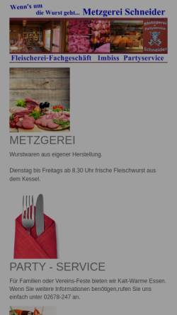 Vorschau der mobilen Webseite metzgerei-schneider-buechel.de, Metzgerei Schneider