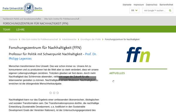 Vorschau von web.fu-berlin.de, Forschungsstelle für Umweltpolitik (FFU)