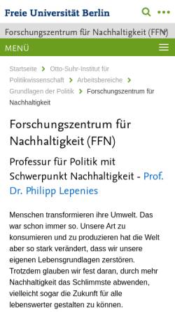 Vorschau der mobilen Webseite web.fu-berlin.de, Forschungsstelle für Umweltpolitik (FFU)