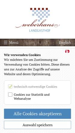 Vorschau der mobilen Webseite www.weberhans.de, Landgasthof zum Weberhans