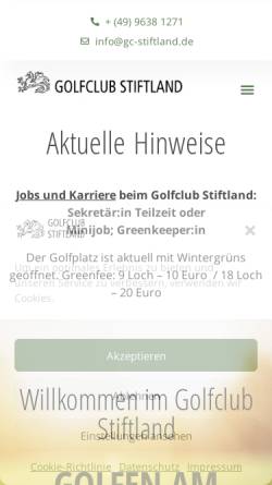 Vorschau der mobilen Webseite gc-stiftland.de, Golfclub Stiftland