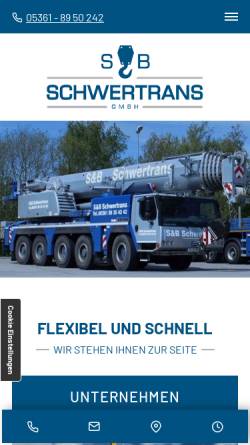Vorschau der mobilen Webseite www.schwertrans.de, S & B Schwertrans GmbH