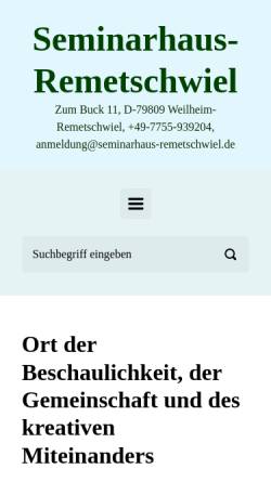 Vorschau der mobilen Webseite seminarhaus-remetschwiel.de, Seminarhaus Remetschwiel