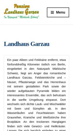 Vorschau der mobilen Webseite www.landhaus-garzau.de, Pension Landhaus Garzau