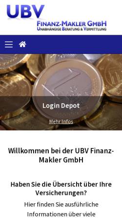 Vorschau der mobilen Webseite www.ubv-finanz.de, UBV Finanz-Makler GmbH