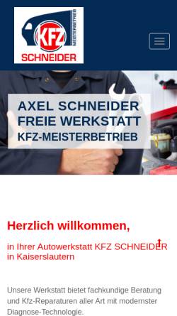 Vorschau der mobilen Webseite www.kfz-kl.de, Axel Schneider
