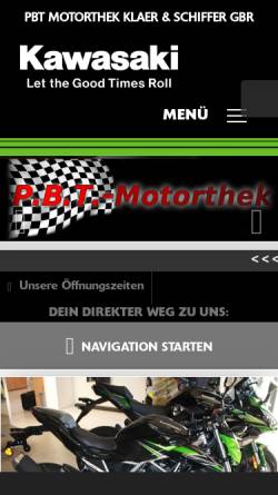 Vorschau der mobilen Webseite www.pbt-motorthek.de, Kawasaki-PBT Motorthek Klaer & Schiffer GbR