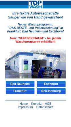 Vorschau der mobilen Webseite www.top-wash.de, TOP WASH Bad Nauheim - Ihre Qualitäts-Autowaschstraße