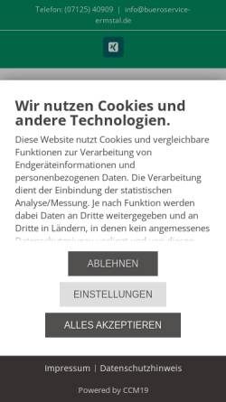 Vorschau der mobilen Webseite bueroservice-ermstal.de, Büroservice Ermstal GmbH Buchhaltungsservice
