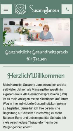 Vorschau der mobilen Webseite www.susannejansen.de, Susanne Jansen - Ganzheitliche Gesundheitspraxis für Frauen