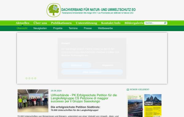 Vorschau von www.umwelt.bz.it, Dachverband für Natur- und Umweltschutz in Südtirol