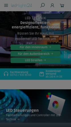 Vorschau der mobilen Webseite www.led-lights24.de, led-lights24