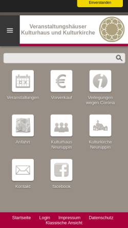 Vorschau der mobilen Webseite www.kulturkirche-neuruppin.de, Kulturkirche
