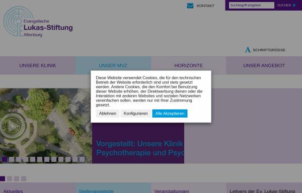 Vorschau von www.lukasstiftung-altenburg.de, Klinik für Psychiatrie, Psychotherapie und Psychosomatik