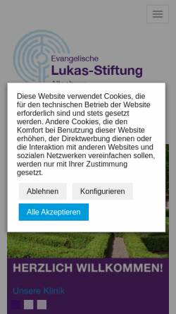Vorschau der mobilen Webseite www.lukasstiftung-altenburg.de, Klinik für Psychiatrie, Psychotherapie und Psychosomatik