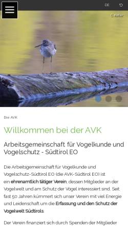 Vorschau der mobilen Webseite www.vogelschutz-suedtirol.it, Vogelschutz
