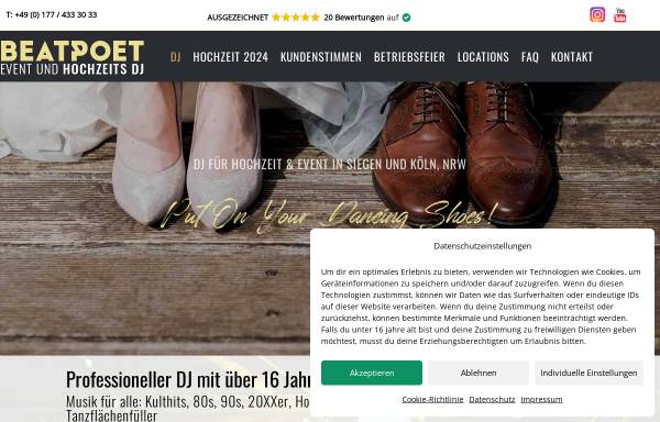 Vorschau von djnrw.de, Event und Hochzeits DJ BEATPOET