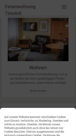Vorschau der mobilen Webseite ferienwohnung-tintelott.de, Ferienwohnung Tintelott