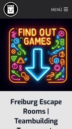 Vorschau der mobilen Webseite www.findout-games.com, Escape Room & Mind Arena® by FindOut-Games.com