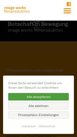 Vorschau der mobilen Webseite www.image-works.de, Image Works Filmproduktion