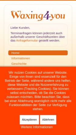 Vorschau der mobilen Webseite www.waxing4you.de, waxing4you