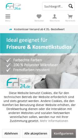 Vorschau der mobilen Webseite www.friseurhandtuch24.de, Friseurhandtuch24 - Princoso GmbH