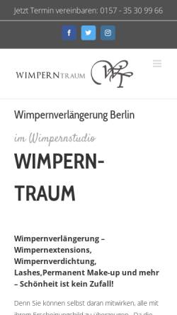 Vorschau der mobilen Webseite www.wimpern-traum.de, Wimpern-Traum