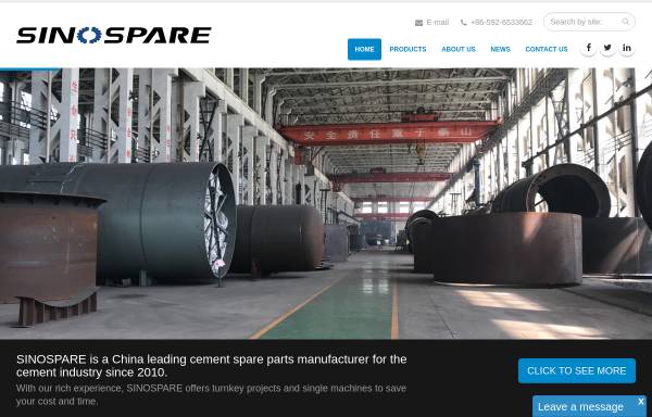Vorschau von www.sinospare.com, Sino Cement Spare Parts Supplier Co., Ltd