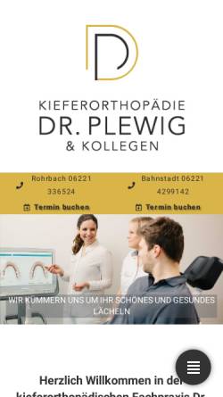 Vorschau der mobilen Webseite kieferorthopaedie-plewig-heidelberg.de, Kieferorthopädie Dr. Plewig & Dr. Chepura