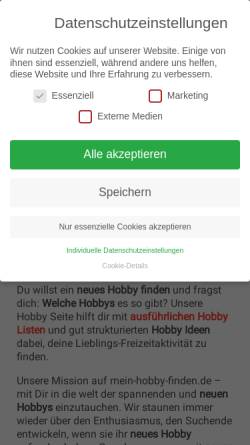 Vorschau der mobilen Webseite www.mein-hobby-finden.de, mein-hobby-finden