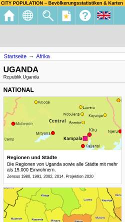 Vorschau der mobilen Webseite www.citypopulation.de, Die grössten Städte von Uganda