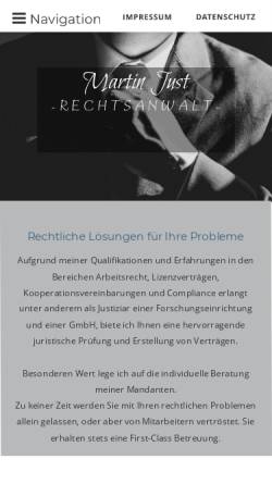Vorschau der mobilen Webseite www.just-rechtsanwalt.de, Martin Just - Rechtsanwalt