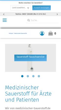 Vorschau der mobilen Webseite medizinischer-sauerstoff.de, bluAqua Service GmbH & Co. KG