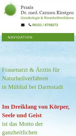 Vorschau der mobilen Webseite www.dr-kirstgen.de, Praxis Dr. med. Carmen Kirstgen