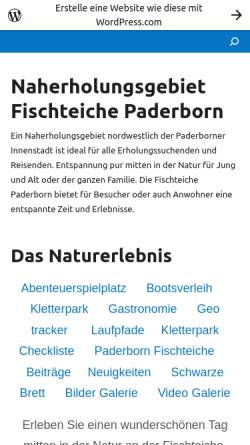 Vorschau der mobilen Webseite paderbornfischteiche.wordpress.com, Fischteiche Paderborn Naherholungsgebiet