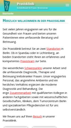 Vorschau der mobilen Webseite www.berlin-brustzentrum.de, Brustzentrum Berlin (Dr. med. Kornelia Kittel, Dr. med. Peter Klare)