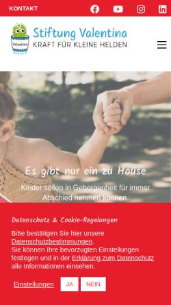 Vorschau der mobilen Webseite stiftung-valentina.de, Stiftung Valentina