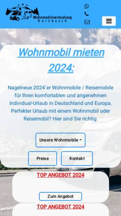 Vorschau der mobilen Webseite 123wohnmobil.de, Wohnmobilvermietung Dornbusch