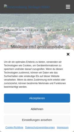 Vorschau der mobilen Webseite ferienwohnung-tuttlingen-hill43.de, Ferienwohnung Hill43
