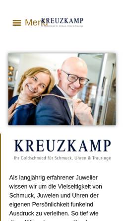 Vorschau der mobilen Webseite www.kreuzkamp-juwelier.de, Juwelier Kreuzkamp