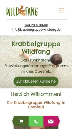 Vorschau der mobilen Webseite www.krabbelgruppe-wildfang.de, Krabbelgruppe Wildfang