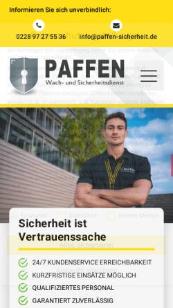 Vorschau der mobilen Webseite paffen-sicherheit.de, Paffen Wach- und Sicherheitsdienst GmbH