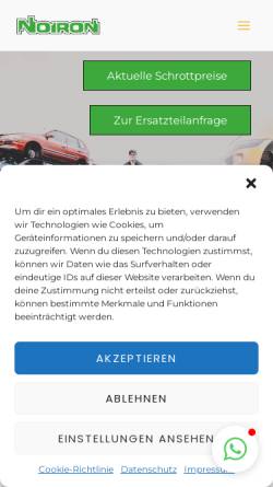 Vorschau der mobilen Webseite www.noiron.de, Autoverwertung & Schrotthandel Noiron Inh. Michael Kappenstein e.K