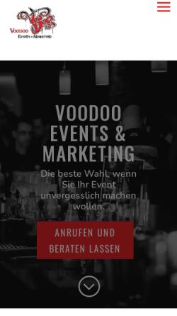 Vorschau der mobilen Webseite www.voodoo-events.com, Voodoo Events & Marketing