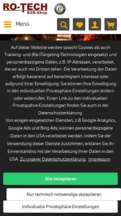 Vorschau der mobilen Webseite www.ro-tech.de, Ro-Tech KG