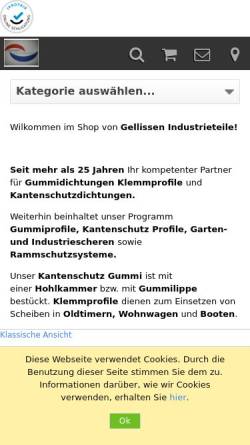 Vorschau der mobilen Webseite www.gellissen-industrieteile-shop.de, Gellissen industrieteile