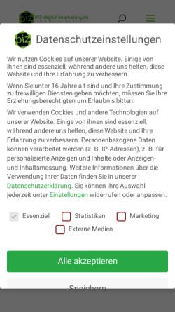 Vorschau der mobilen Webseite biz-digital-marketing.de, BIZ Digital Marketing