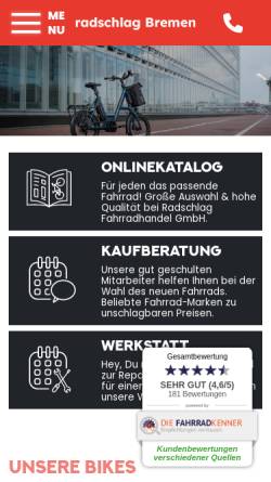 Vorschau der mobilen Webseite radschlag-bremen.de, Radschlag Bremen