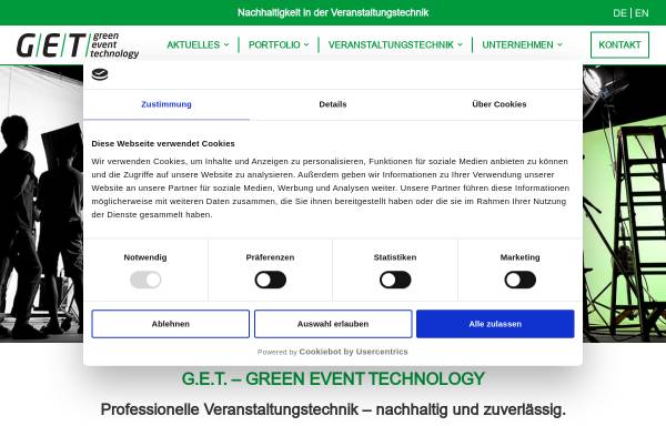 Vorschau von www.green-event.de, G.E.T. Green Event Technology Süd GmbH